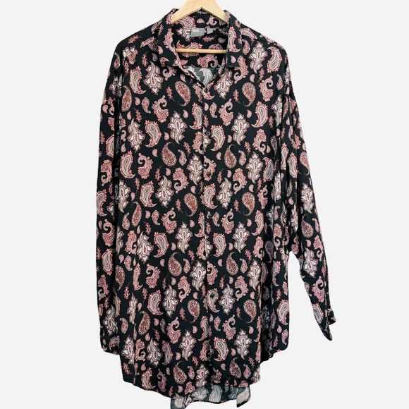 ASOS Women's Shirt Dress Size 4XL Paisley‎ Print Black Western 22/24 - Picture 1 of 7